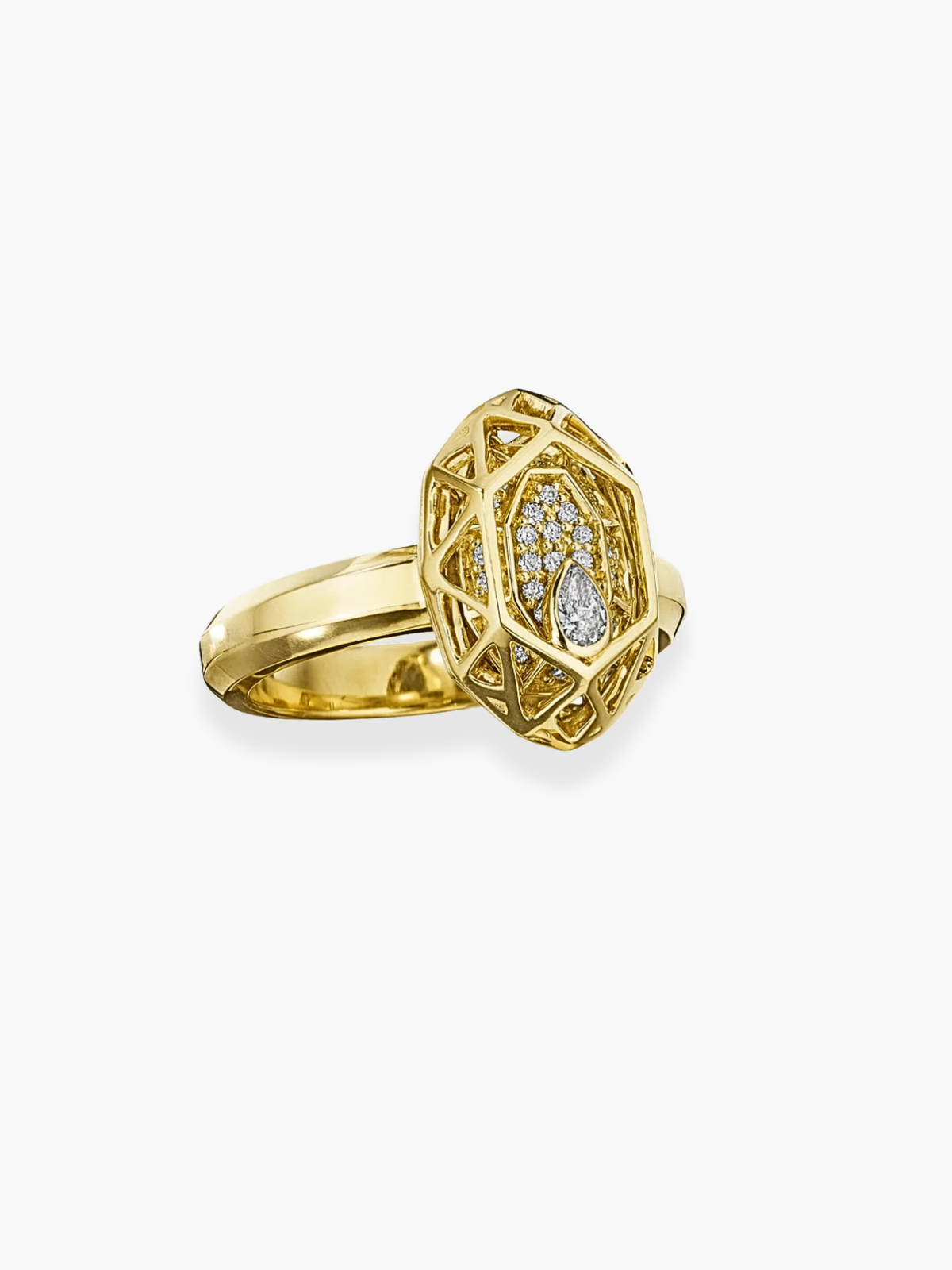 18k Yellow Gold and Diamond Hueb Ring