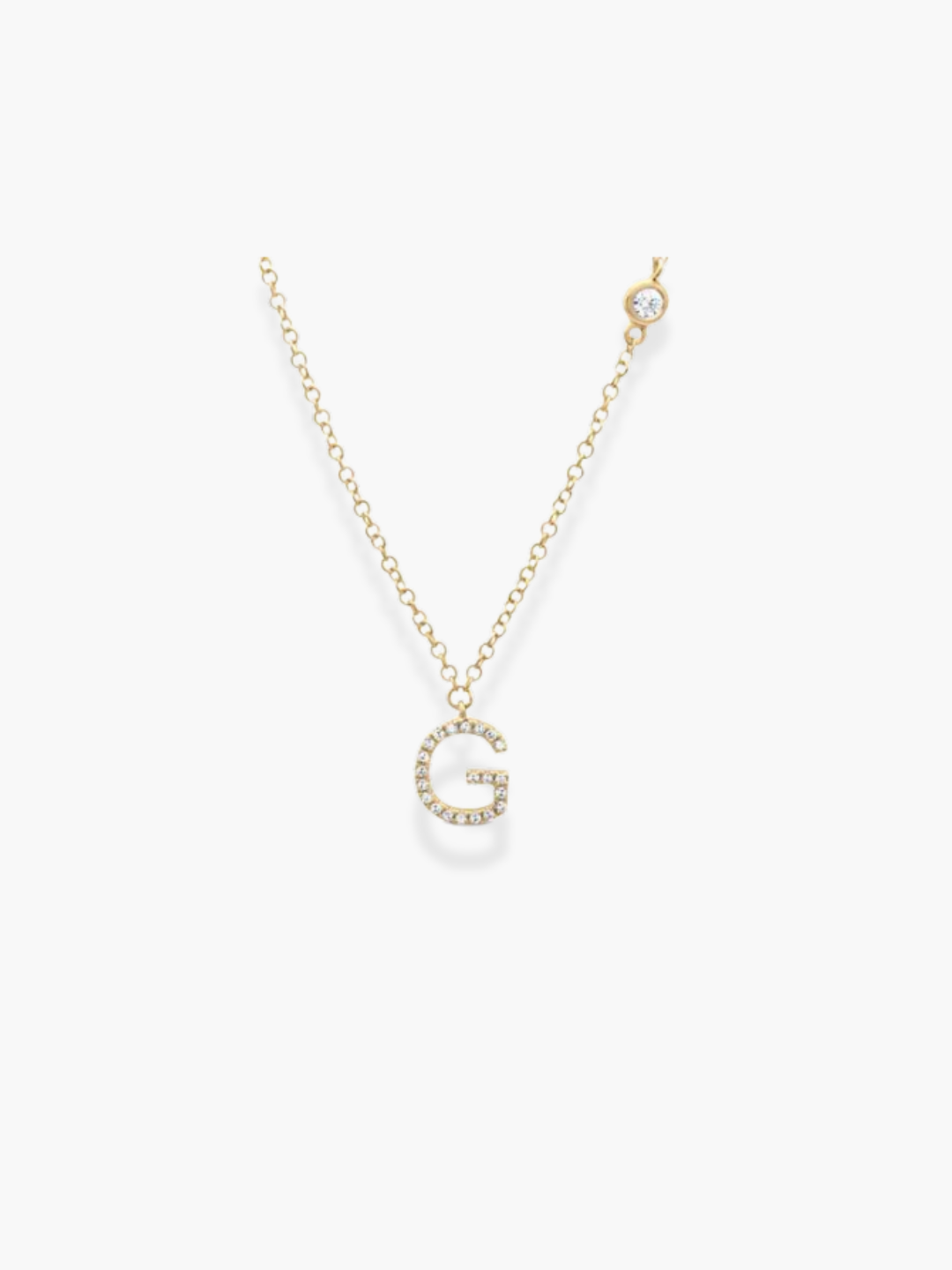 14k Yellow Gold Diamond Initials Necklace