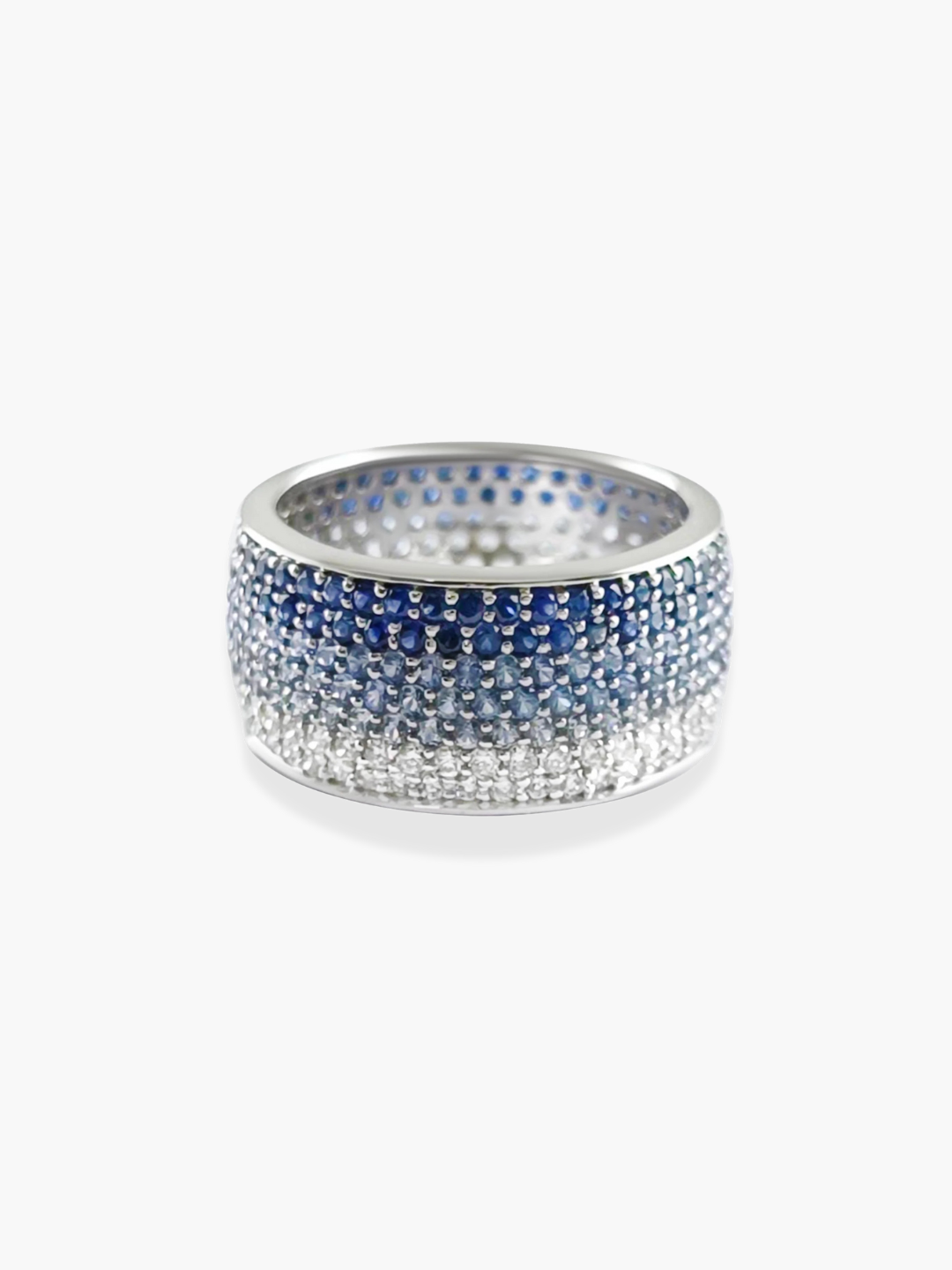 18K White Gold Diamond And Blue Sapphire Ring