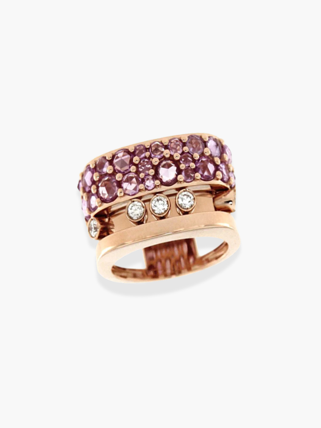 18K Rose Gold Diamond And Pink Sapphire Ring
