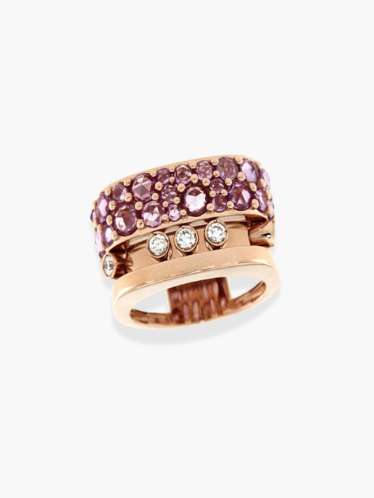 18K Rose Gold Diamond And Pink Sapphire Ring