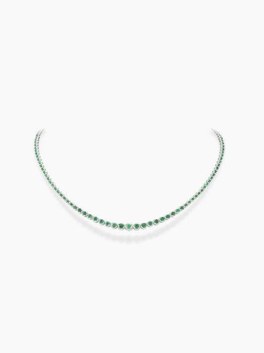 18k White Gold Emerald Necklace