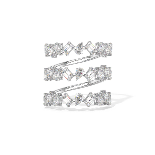 18k White Gold Spiral Shaped Diamond Ring