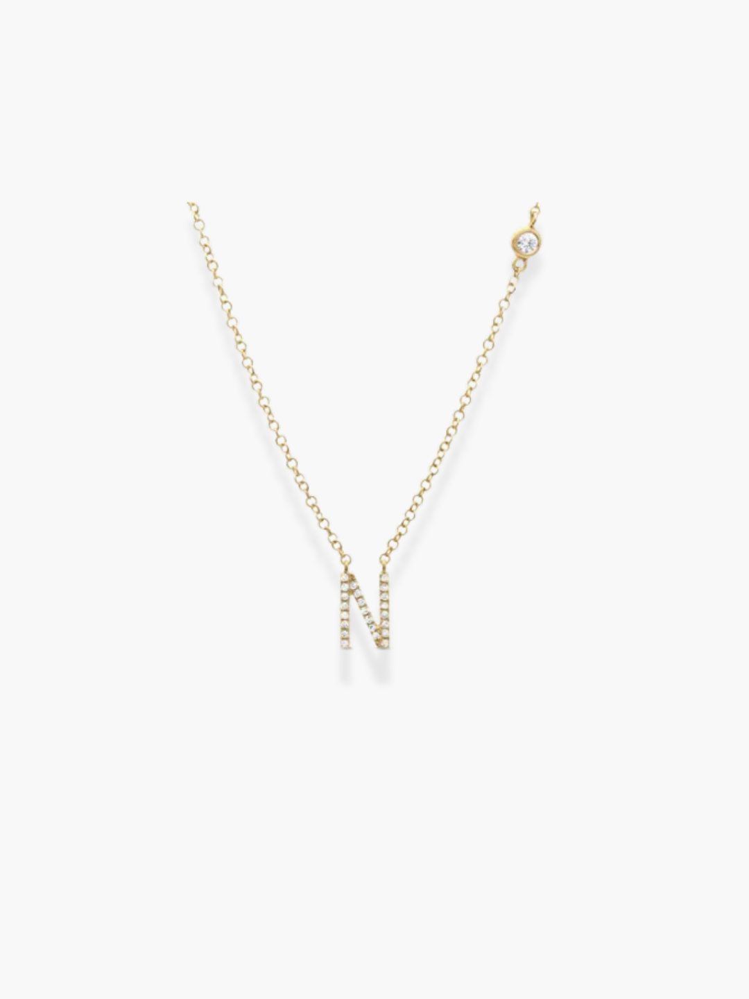 14k Yellow Gold Diamond Initials Necklace