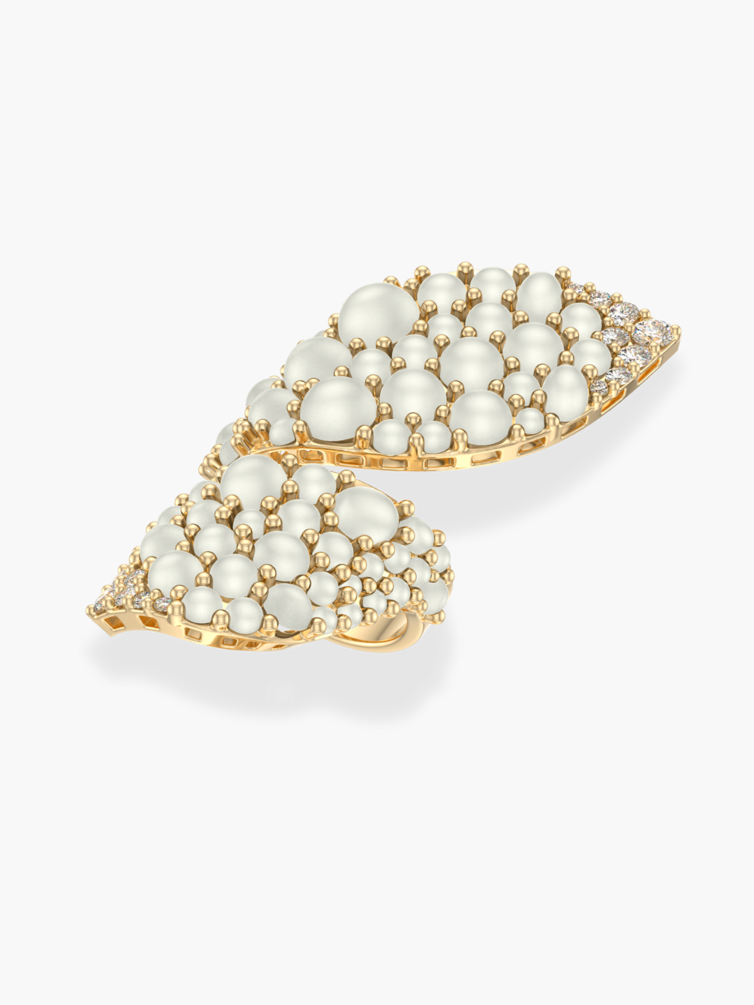 18k Rose Gold Diamond and Mother of Pearl Leaf Shaped Ring