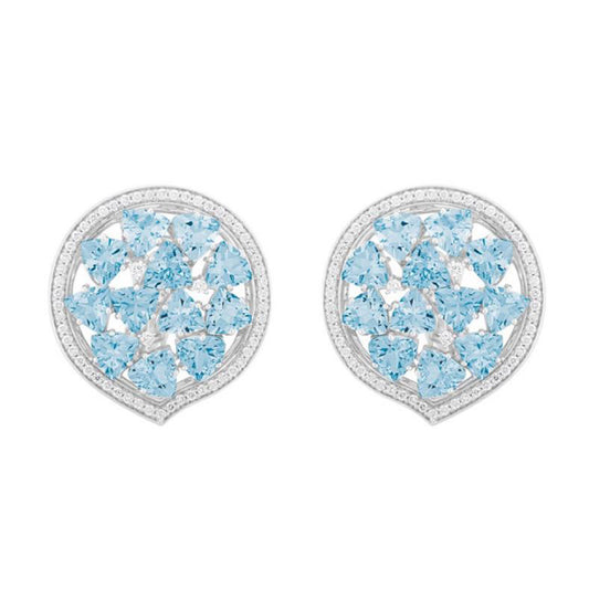 18K White Gold Mirage Diamond And Aquamarine Earrings