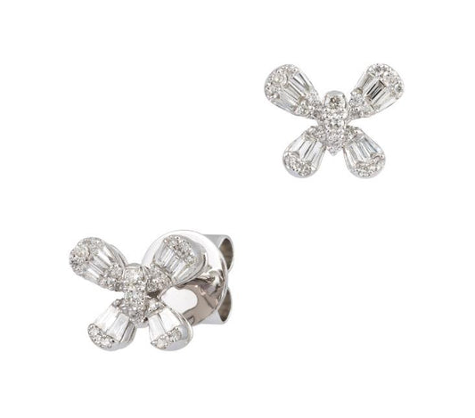 18k White Gold Diamond Butterfly Earrings
