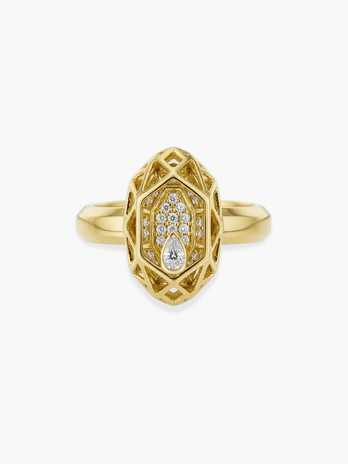 18k Yellow Gold and Diamond Hueb Ring