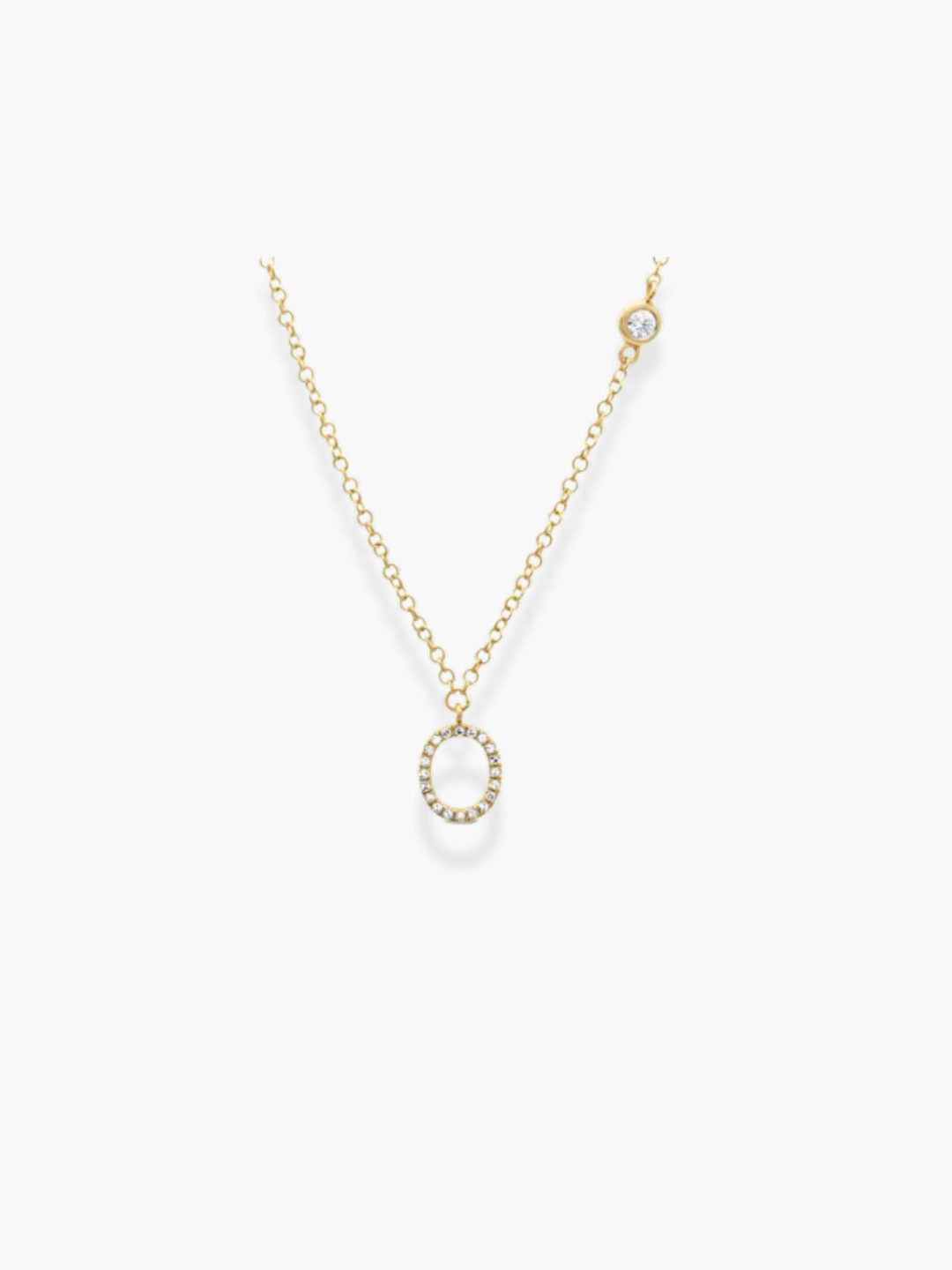14k Yellow Gold Diamond Initials Necklace