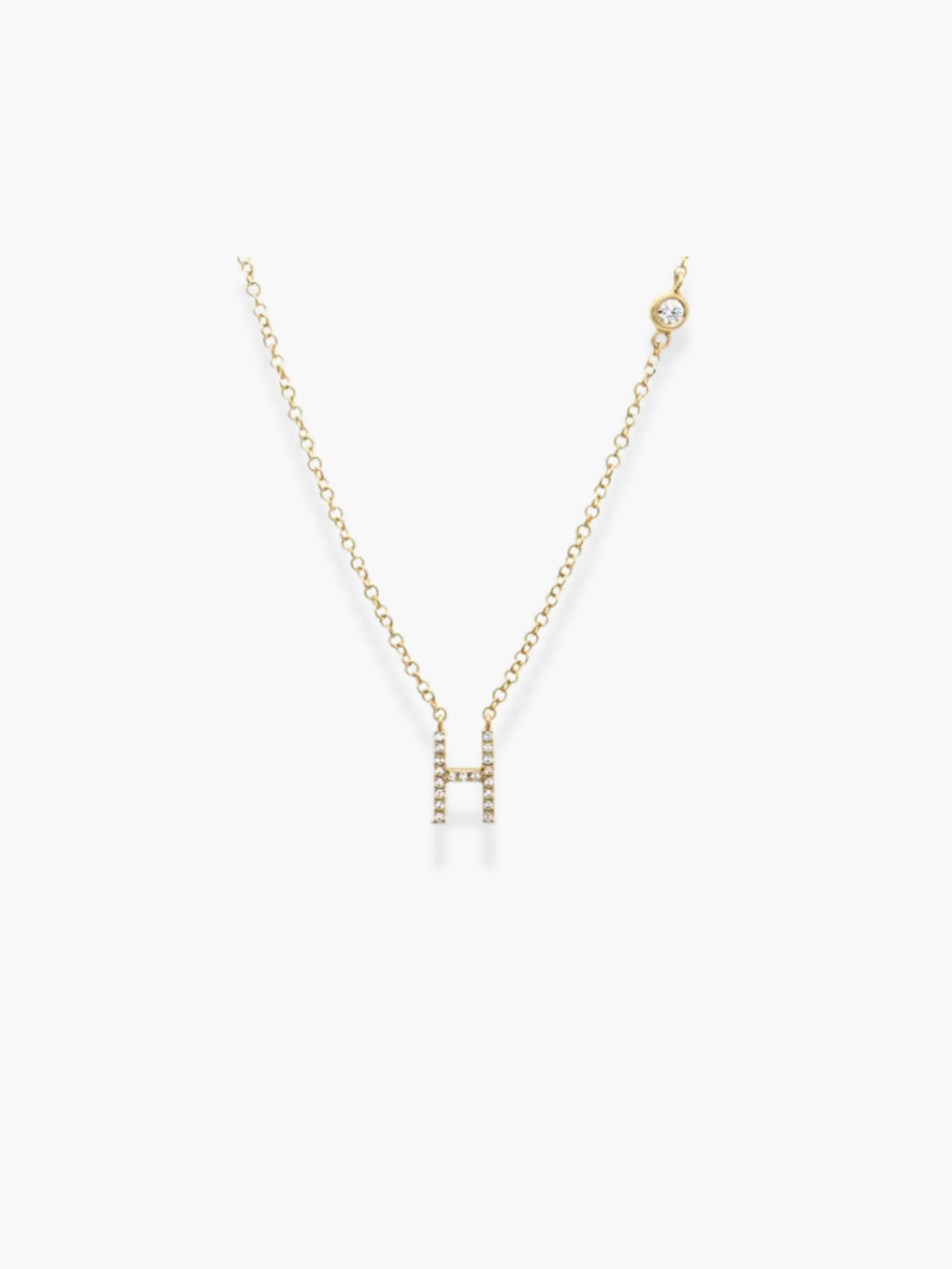 14k Yellow Gold Diamond Initials Necklace