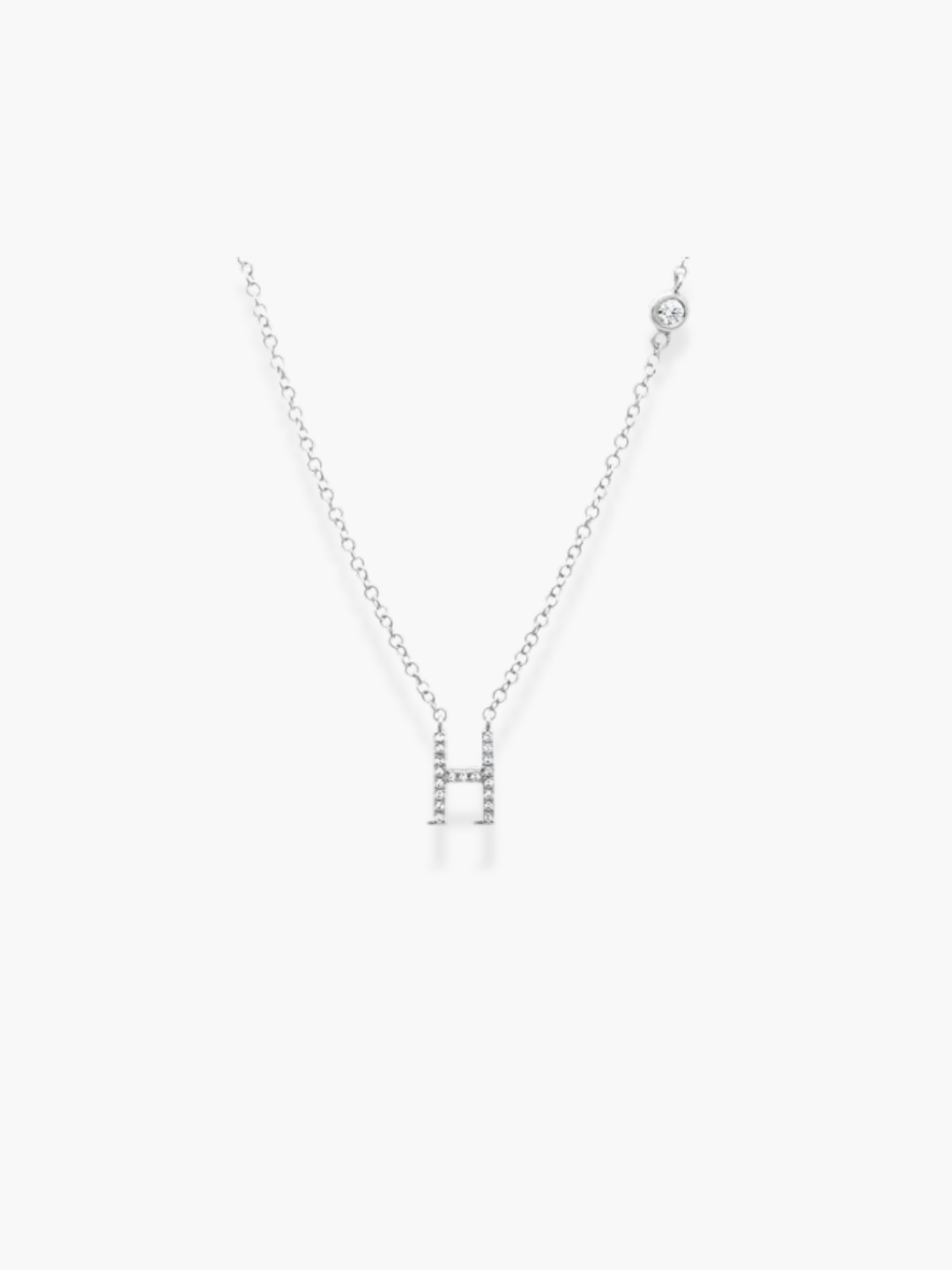 14k White Gold Diamond Initial Necklace