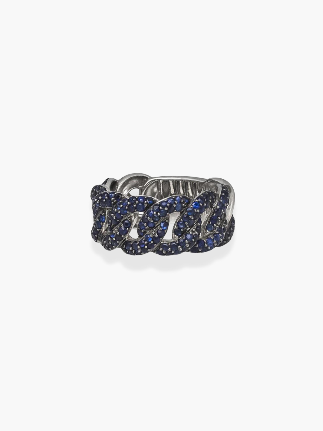 18k blue sapphire cuban link ring