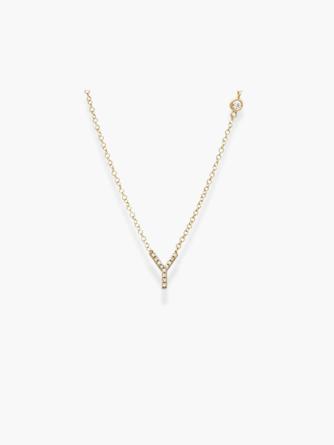 14k Yellow Gold Diamond Initials Necklace