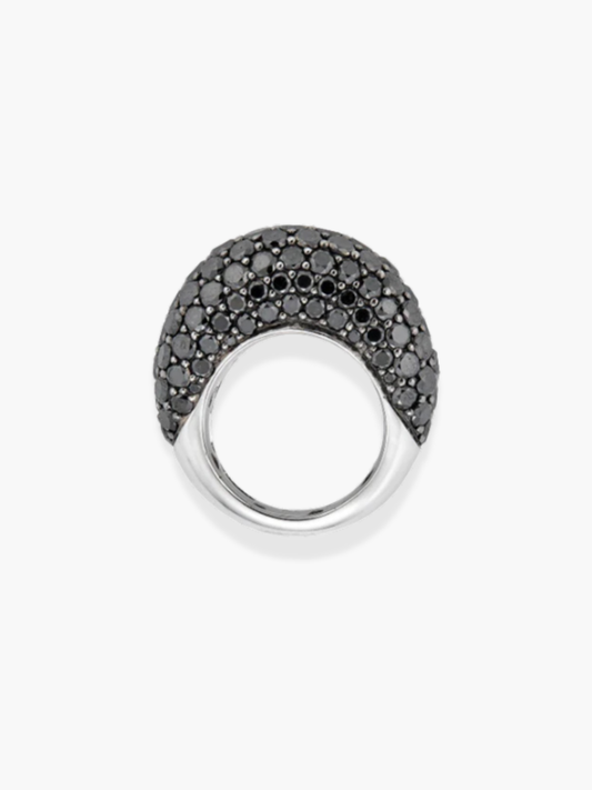 18k White Gold Black Diamond Duomo Ring
