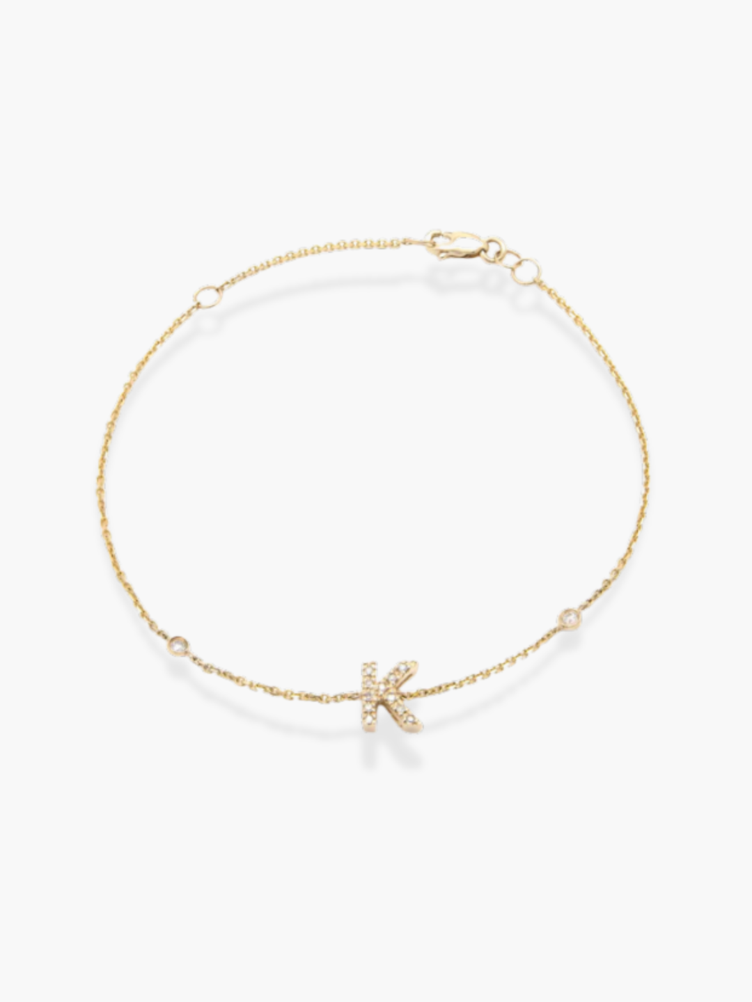 14K Yellow Gold Diamond Initials Bracelet