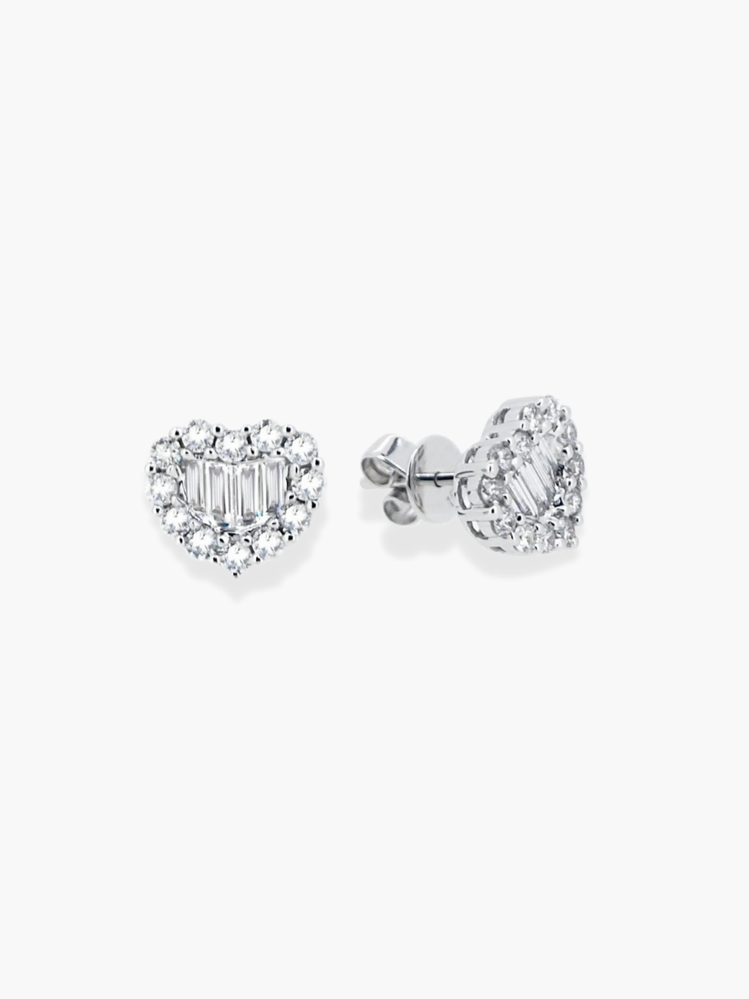 18K White Gold Heart Shaped Diamond Earrings