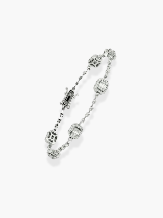 18K Rectangle Shaped Diamond Bracelet