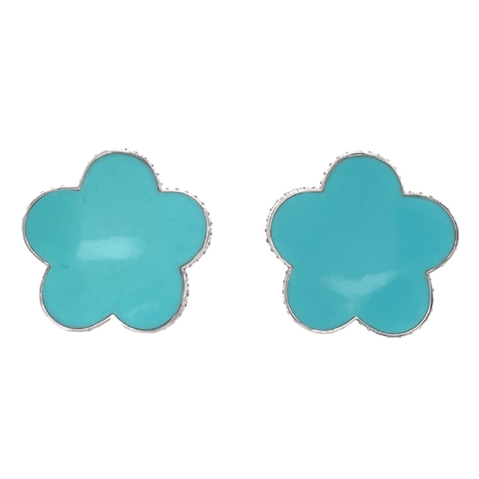 18k white gold turquoise flower earrings