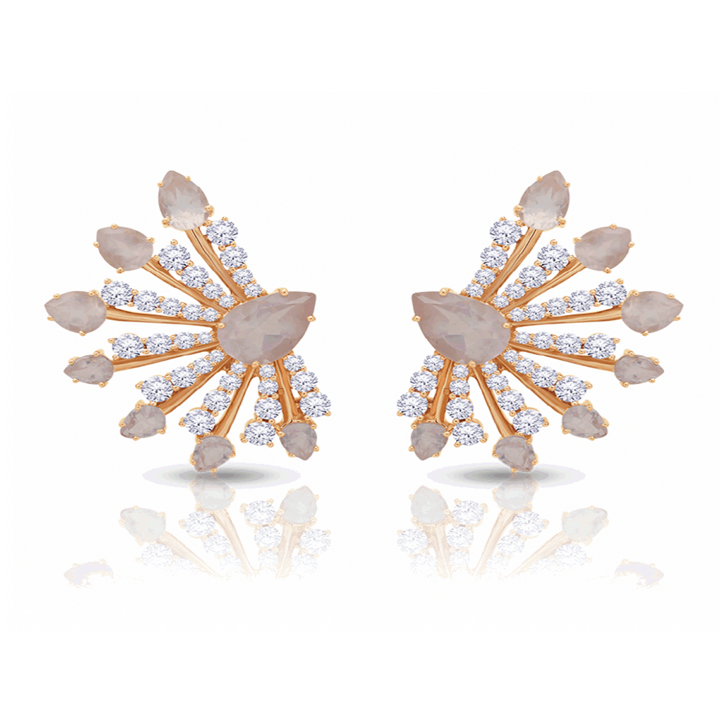 18K Rose Gold Diamond and Morganite Earrings