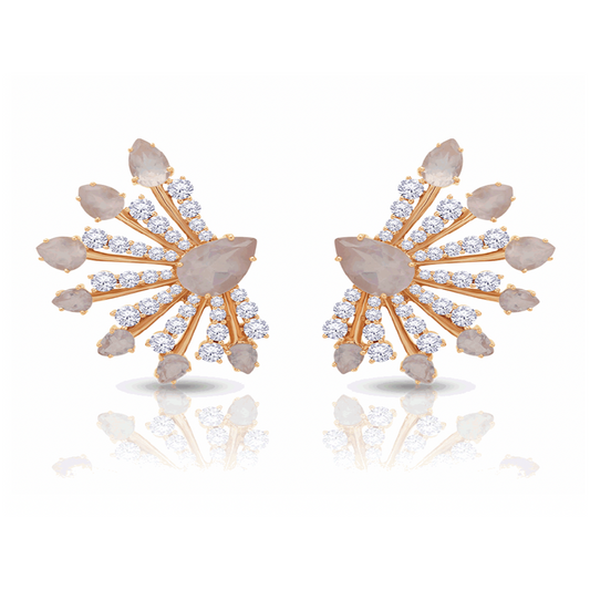 18K Rose Gold Diamond and Morganite Earrings