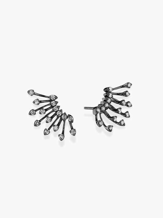 18K Black Rhodium Diamond Earrings