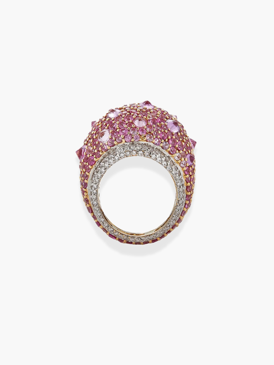 18k white gold pink sapphire and diamond ring