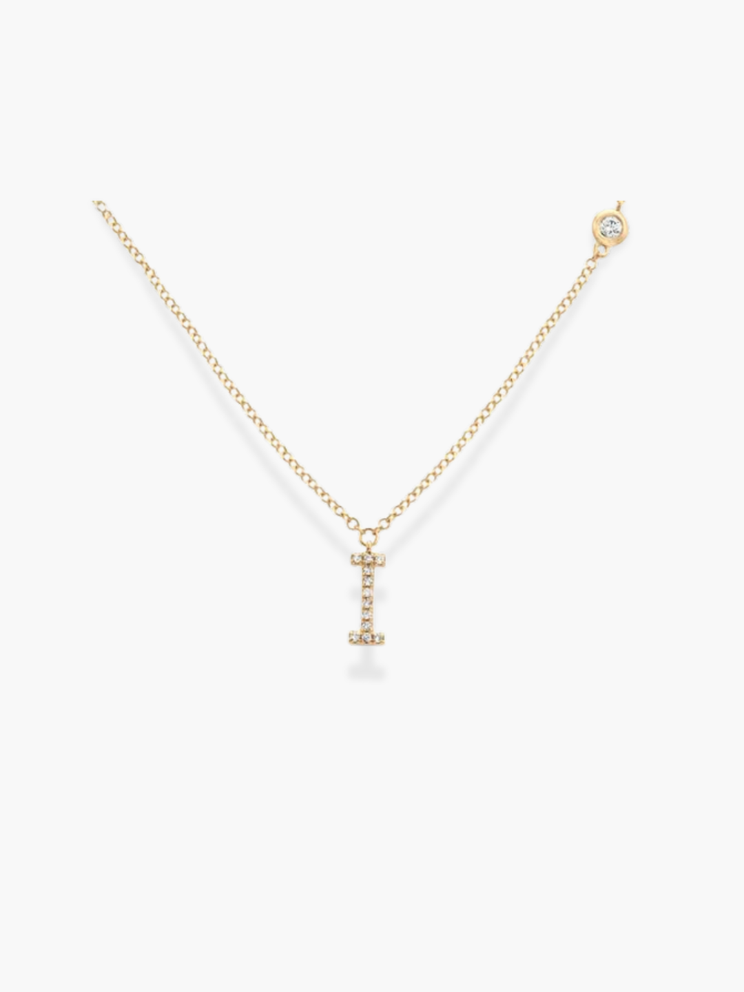 14k Yellow Gold Diamond Initials Necklace