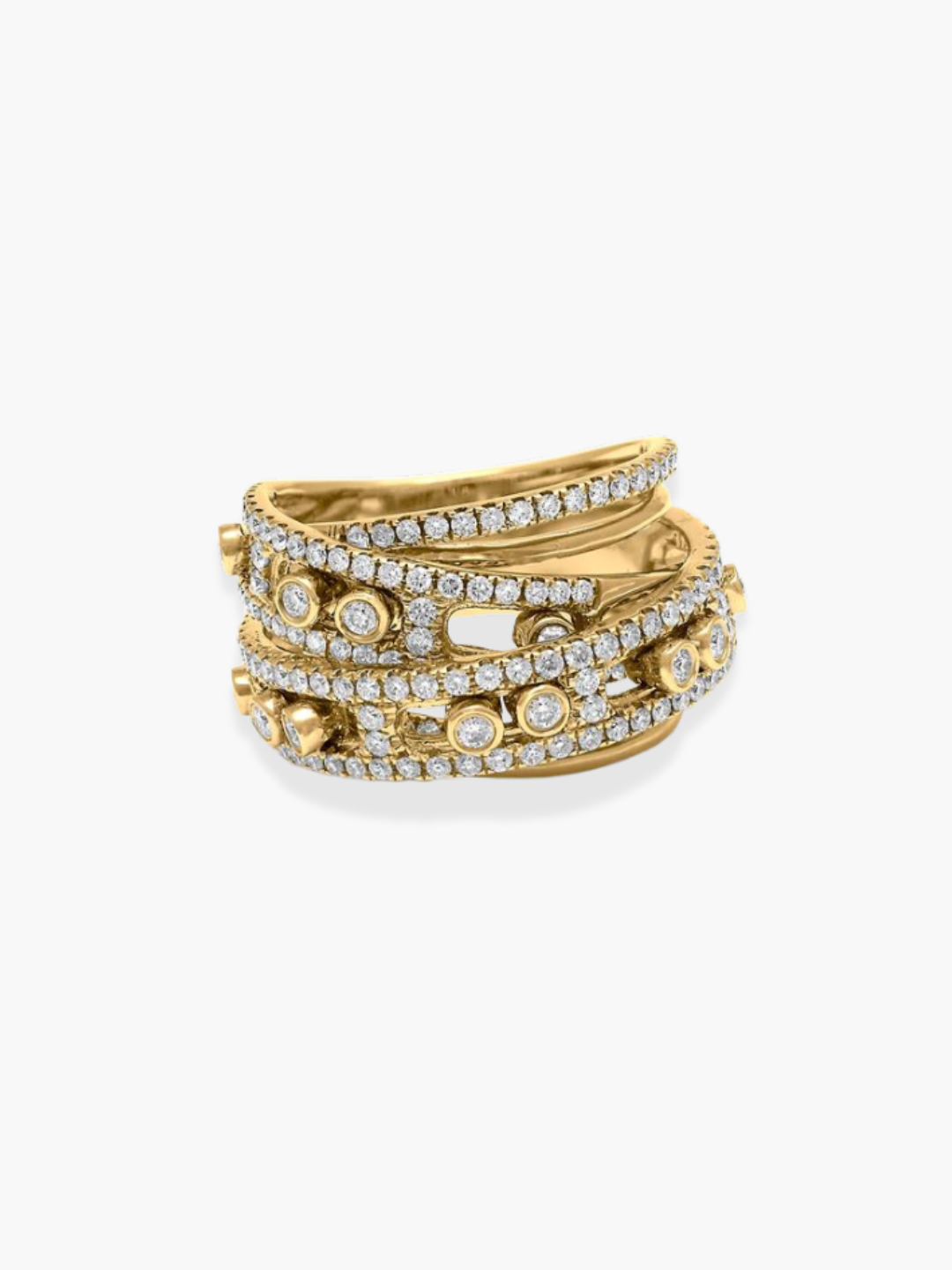 18K Yellow Gold Movable Diamond Ring