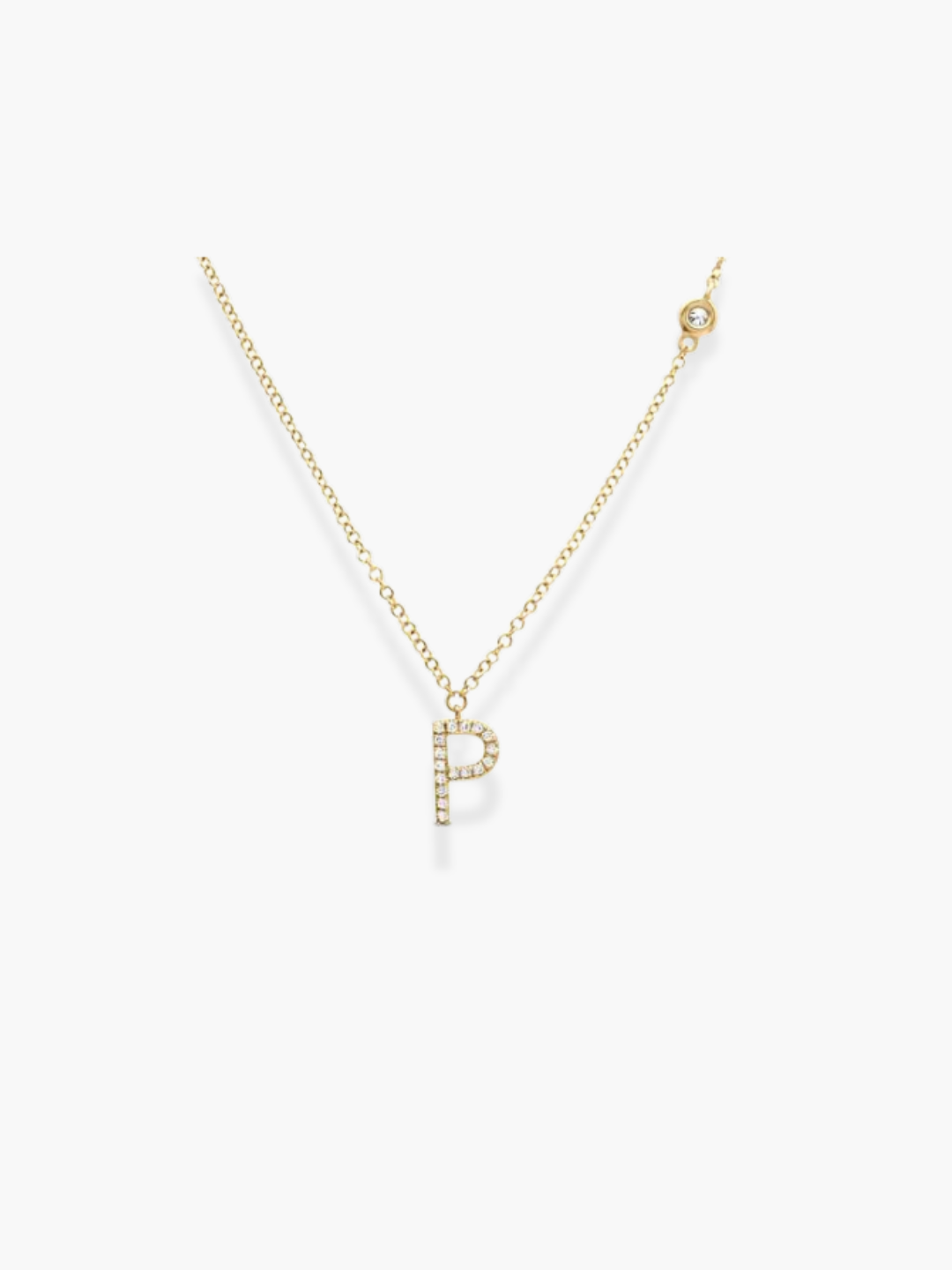 14k Yellow Gold Diamond Initials Necklace