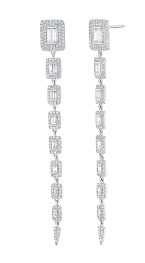 18K WHITE GOLD LONG DIAMOND EARRINGS