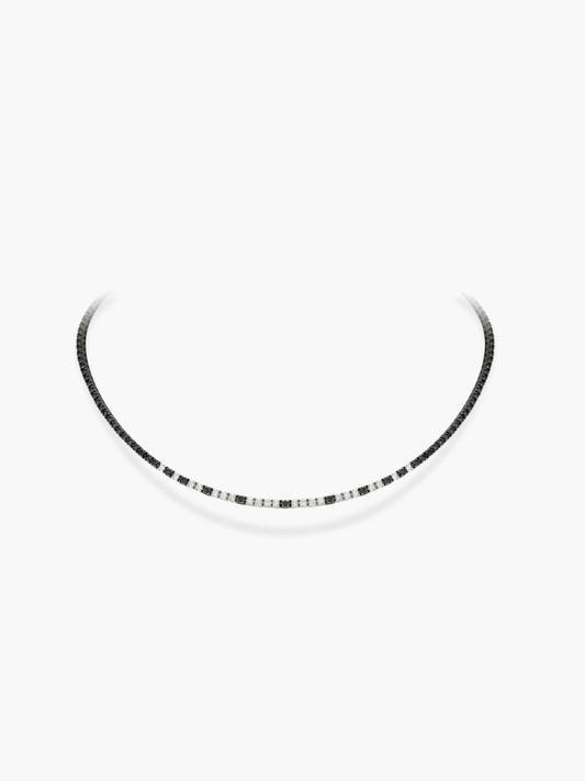 18K White Gold Black And White Diamond Necklace