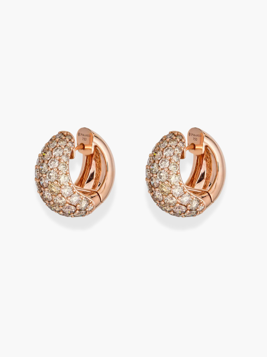 18K Rose Gold Champagne Piranesi Dome Huggie Earrings