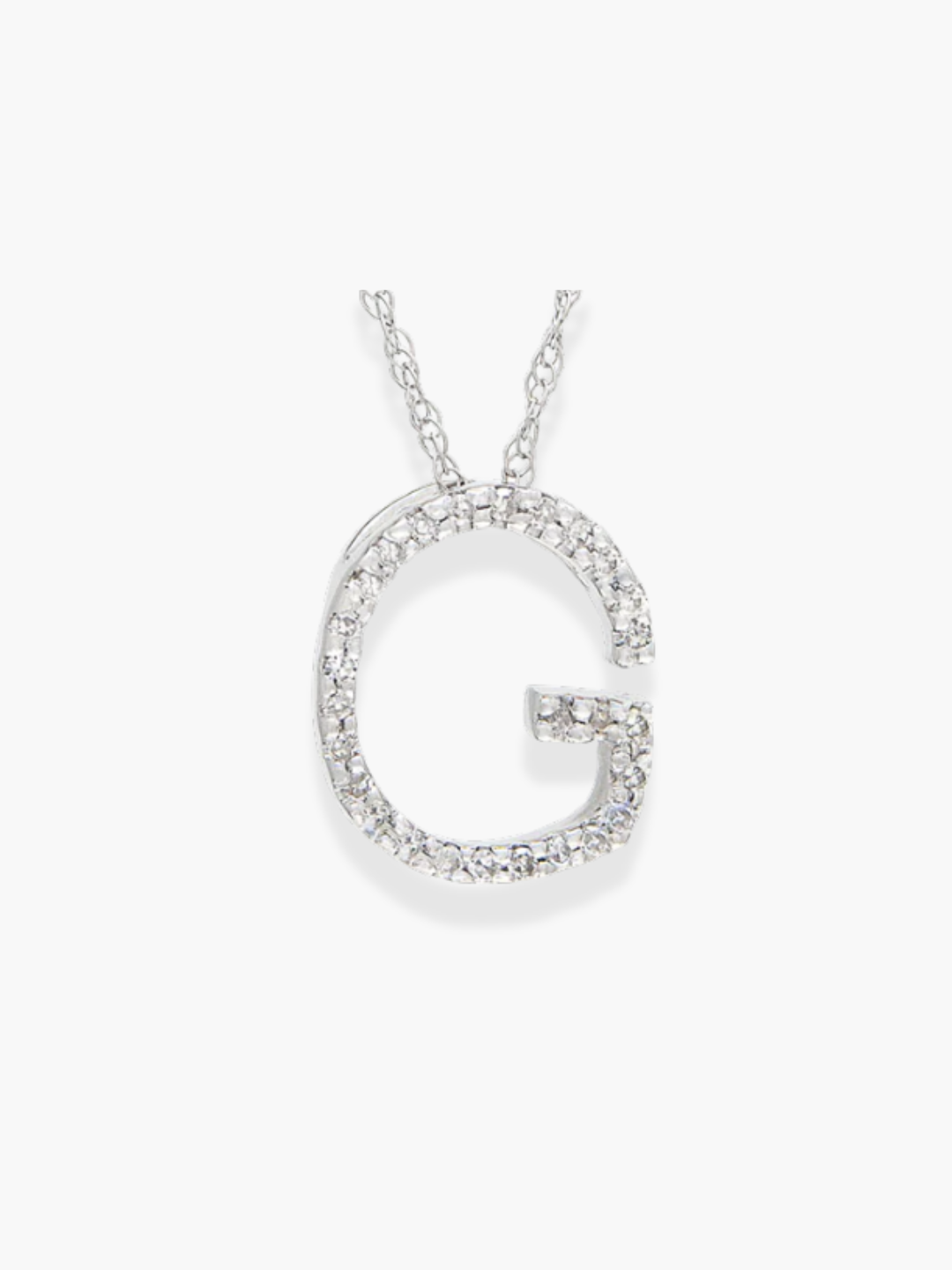14k White Gold Initial Necklace
