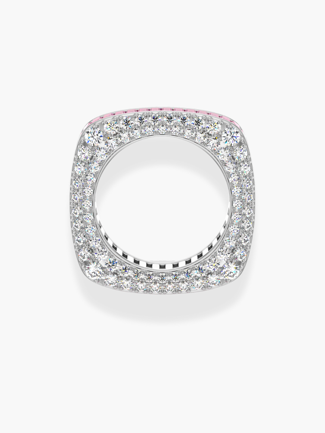 18k White Gold Squared Shape Diamond and Ruby Eternity Band Ring