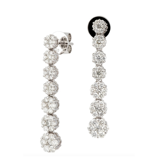 18K White Gold Diamond Long Earrings