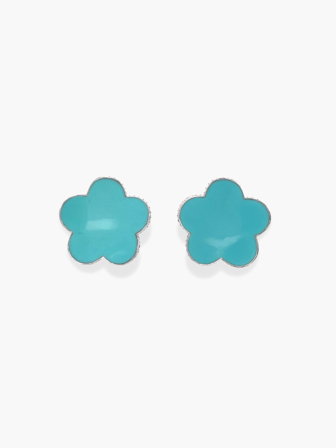 18k white gold turquoise flower earrings