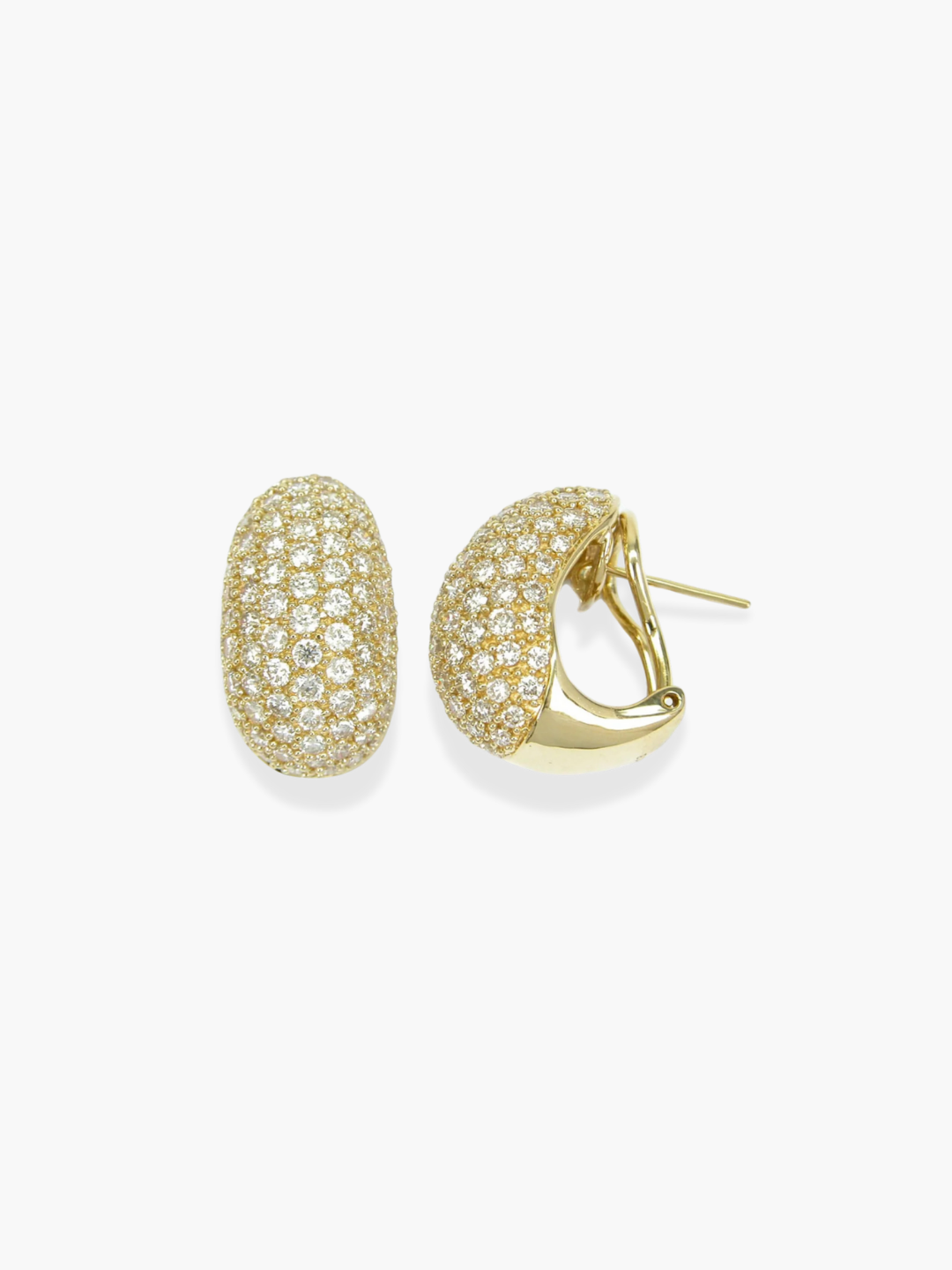 18K Yellow Gold Diamond Hoop Earrings