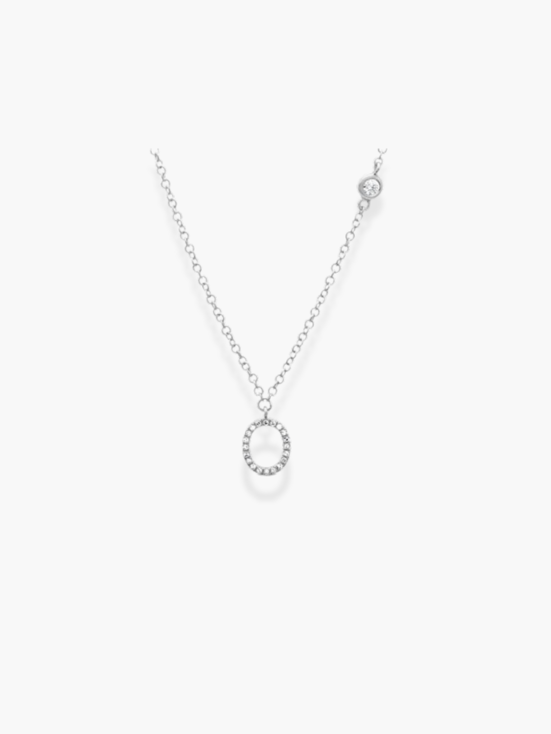 14k White Gold Diamond Initial Necklace