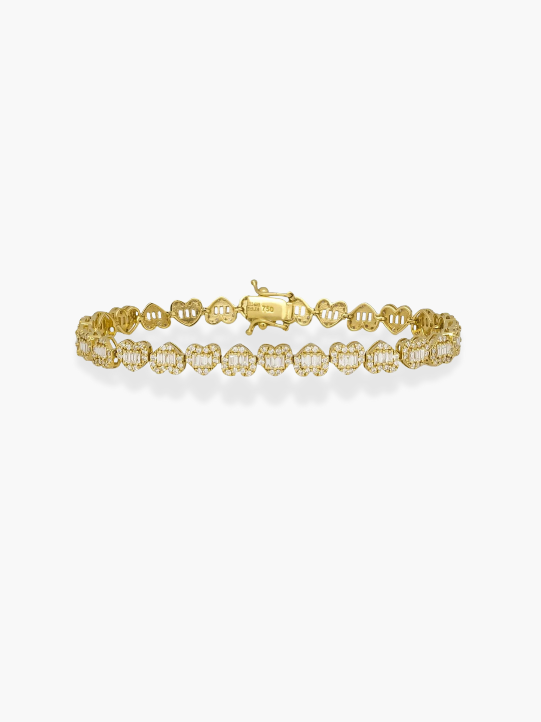 18k Yellow Gold Heart Shaped Diamond Bracelet