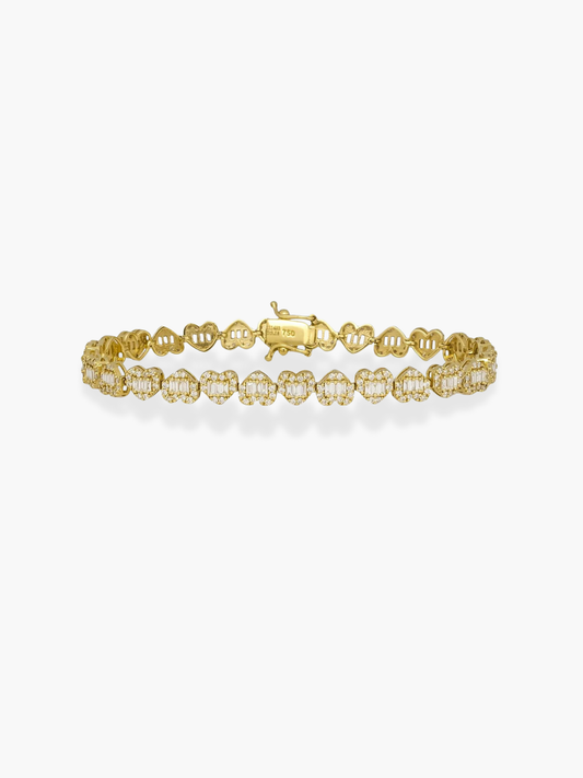 18k Yellow Gold Heart Shaped Diamond Bracelet