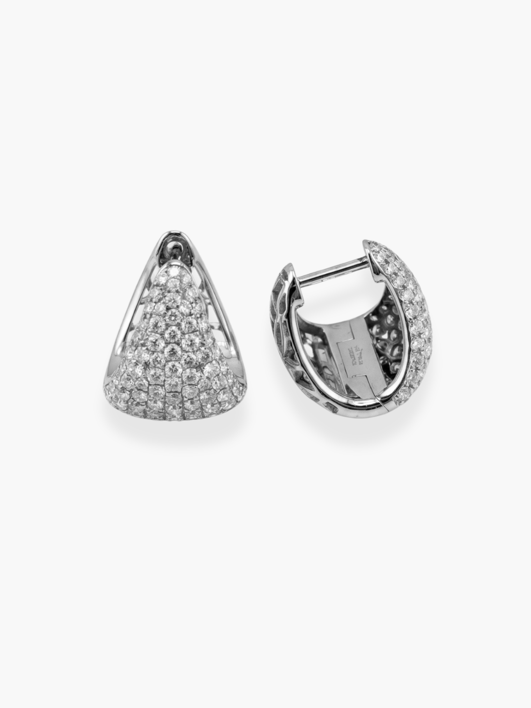 18k White Gold and Diamond Huggies Earrings