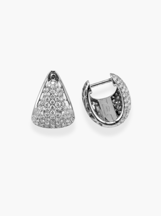 18k White Gold and Diamond Huggies Earrings