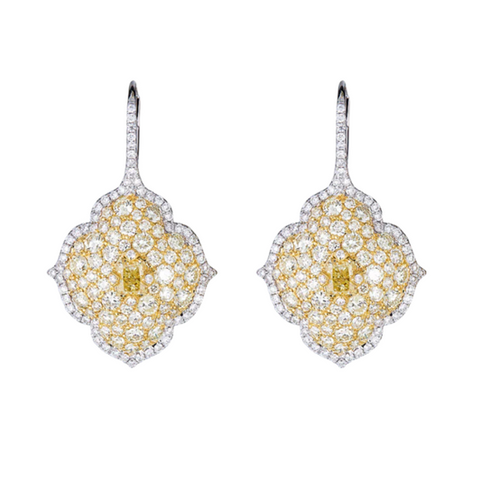 18K White Gold Piranesi Fancy Yellow Diamond Earrings