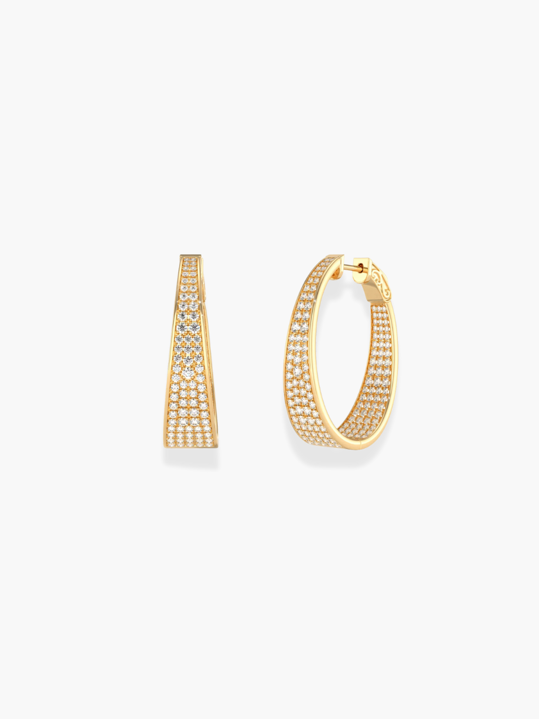 18K Yellow Gold Large Diamond Hoops