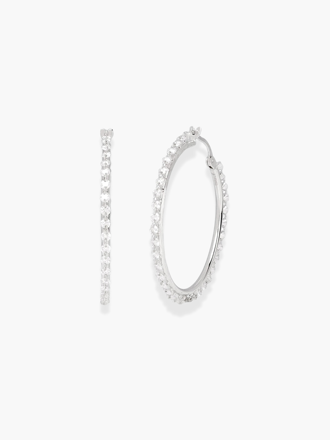 18k White Gold Diamond Hoops