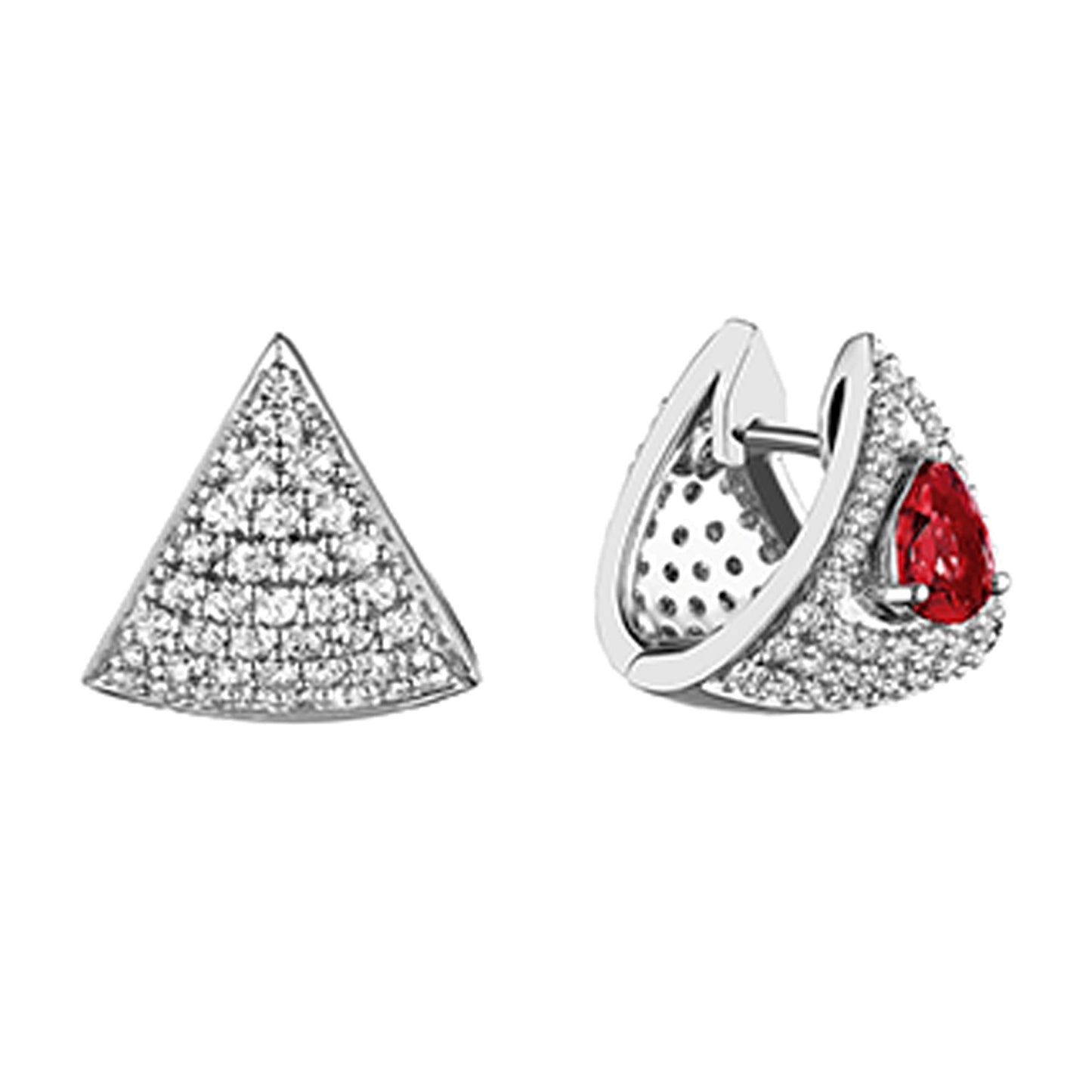 18K White gold diamond and ruby earrings