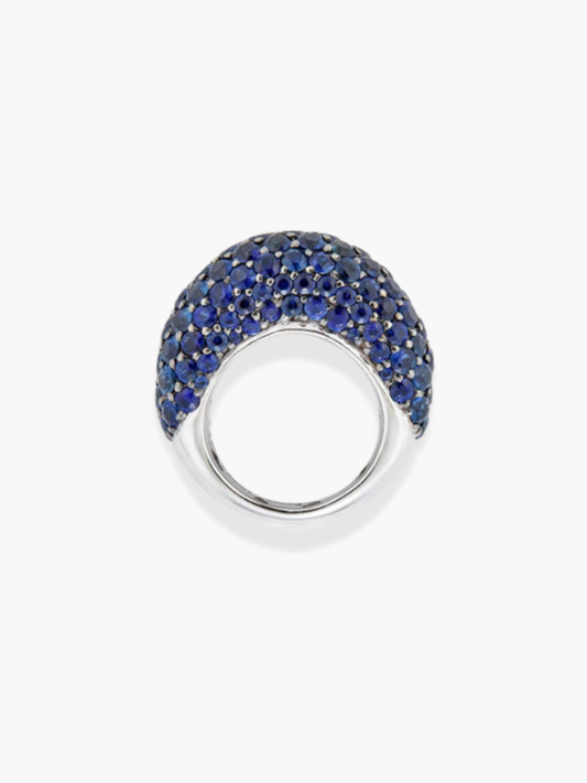 18k white ring Blue sapphire Duomo Ring
