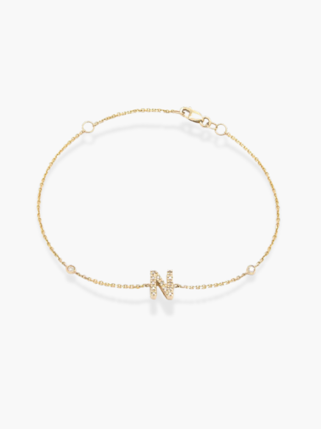 14K Yellow Gold Diamond Initials Bracelet