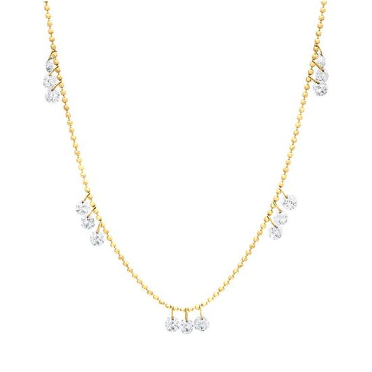 18K Rose Gold Drilled Diamond Necklace