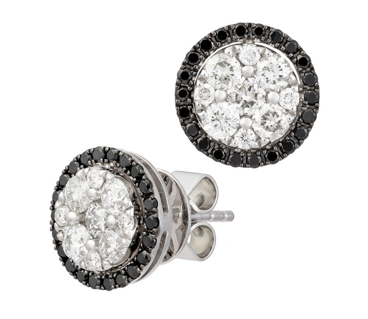 18K White Gold Black and White Diamond Earrings